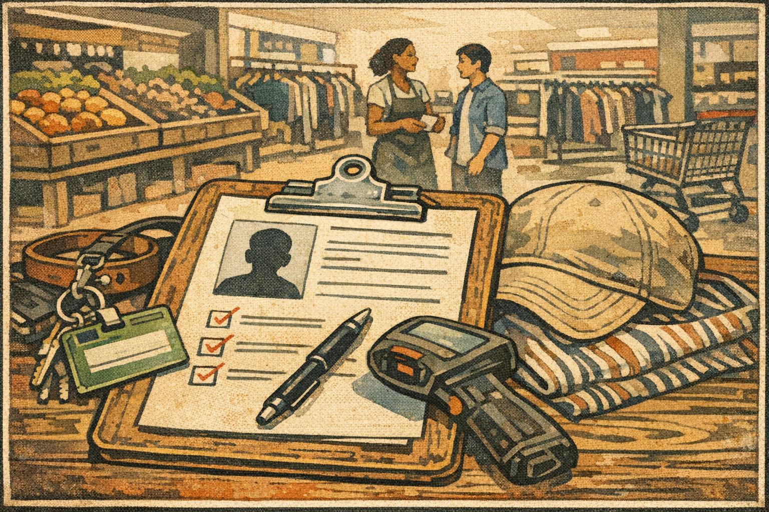 Retail hiring manager reviewing candidate results across multiple stores